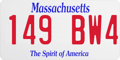 MA license plate 149BW4