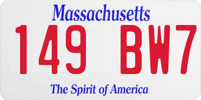 MA license plate 149BW7