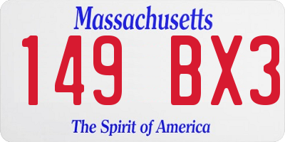 MA license plate 149BX3