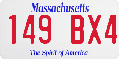 MA license plate 149BX4