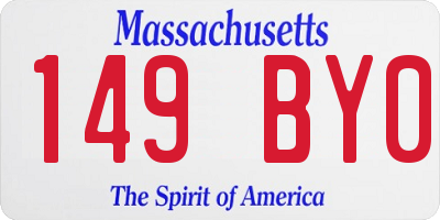MA license plate 149BY0