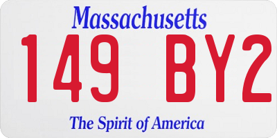 MA license plate 149BY2