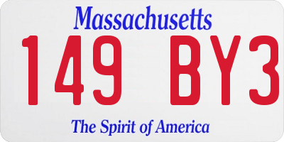 MA license plate 149BY3