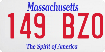MA license plate 149BZ0