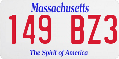 MA license plate 149BZ3