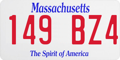 MA license plate 149BZ4