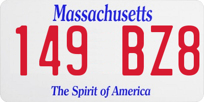MA license plate 149BZ8