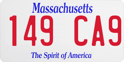 MA license plate 149CA9