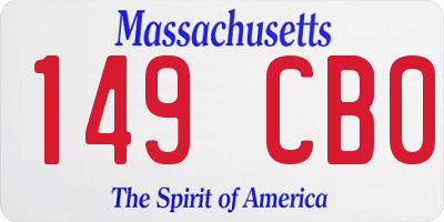 MA license plate 149CB0