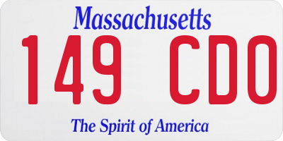MA license plate 149CD0
