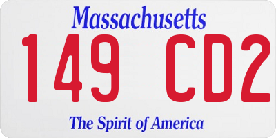 MA license plate 149CD2