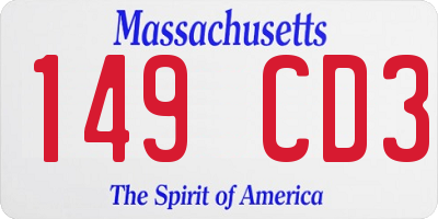 MA license plate 149CD3