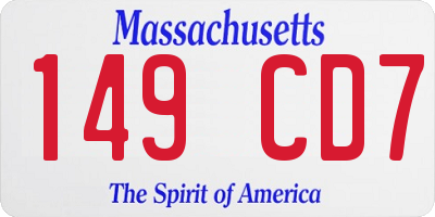 MA license plate 149CD7