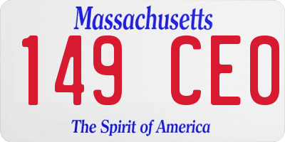 MA license plate 149CE0