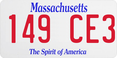 MA license plate 149CE3