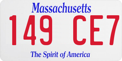 MA license plate 149CE7