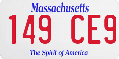 MA license plate 149CE9
