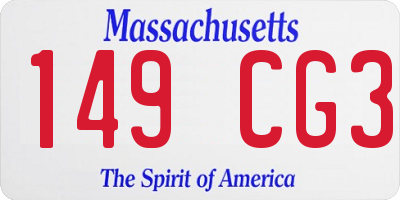 MA license plate 149CG3