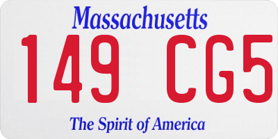 MA license plate 149CG5