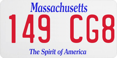MA license plate 149CG8