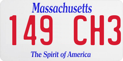 MA license plate 149CH3