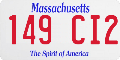MA license plate 149CI2