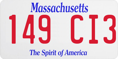 MA license plate 149CI3