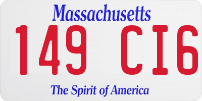 MA license plate 149CI6