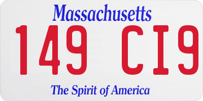 MA license plate 149CI9