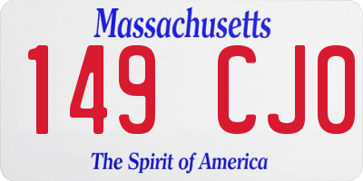 MA license plate 149CJ0