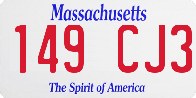 MA license plate 149CJ3