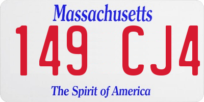 MA license plate 149CJ4
