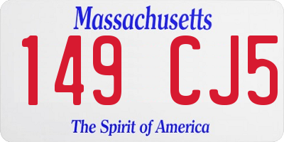 MA license plate 149CJ5