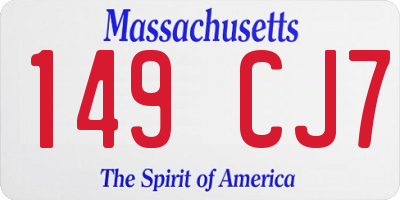 MA license plate 149CJ7