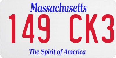 MA license plate 149CK3