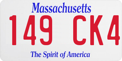MA license plate 149CK4
