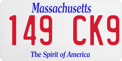 MA license plate 149CK9