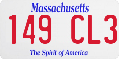 MA license plate 149CL3