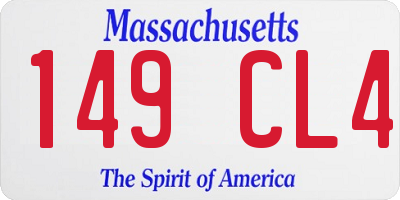 MA license plate 149CL4