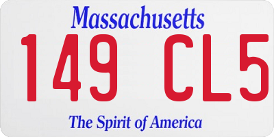 MA license plate 149CL5