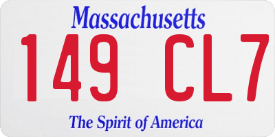 MA license plate 149CL7