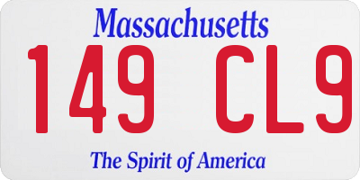 MA license plate 149CL9