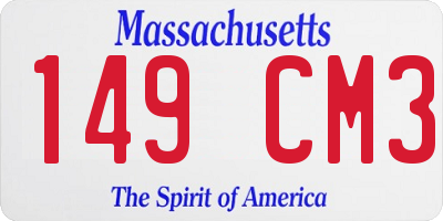 MA license plate 149CM3