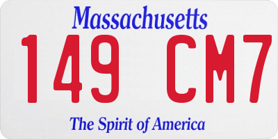MA license plate 149CM7