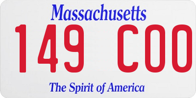 MA license plate 149CO0