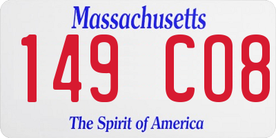 MA license plate 149CO8