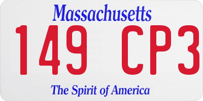 MA license plate 149CP3
