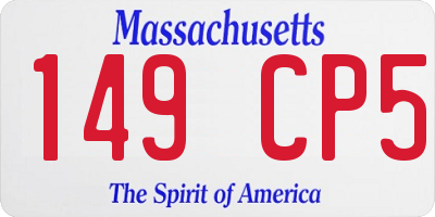 MA license plate 149CP5
