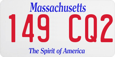 MA license plate 149CQ2