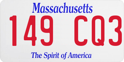 MA license plate 149CQ3